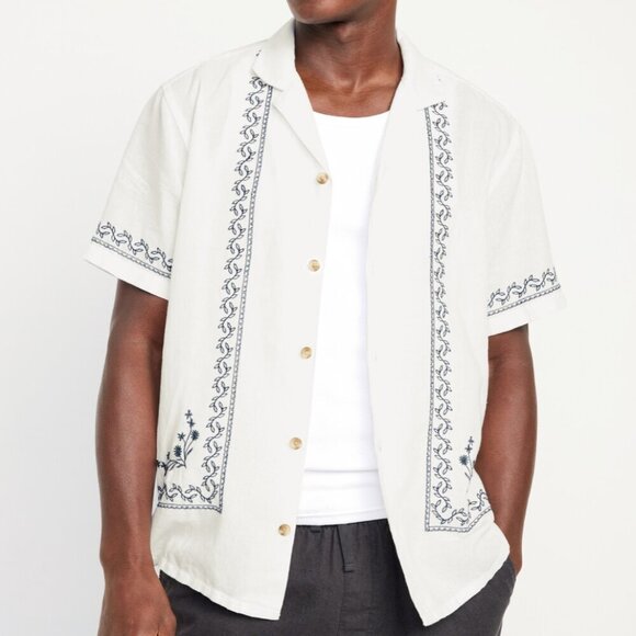 Vintage Steve & Barry's Short Sleeve Embroidered Wine Rayon Button Shirt SZ XL - Picture 1 of 6